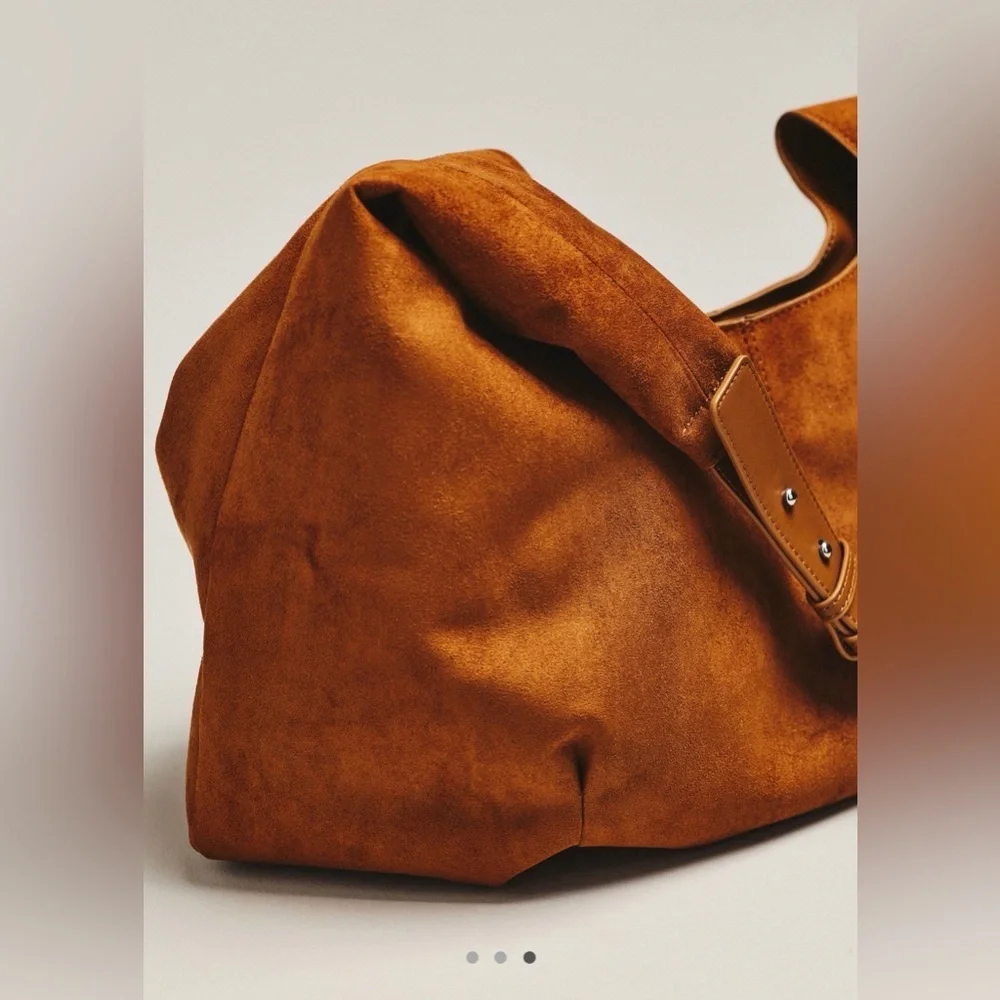 NWT new Anthropologie large faux suede slouchy bag purse tan  Hobo Bag